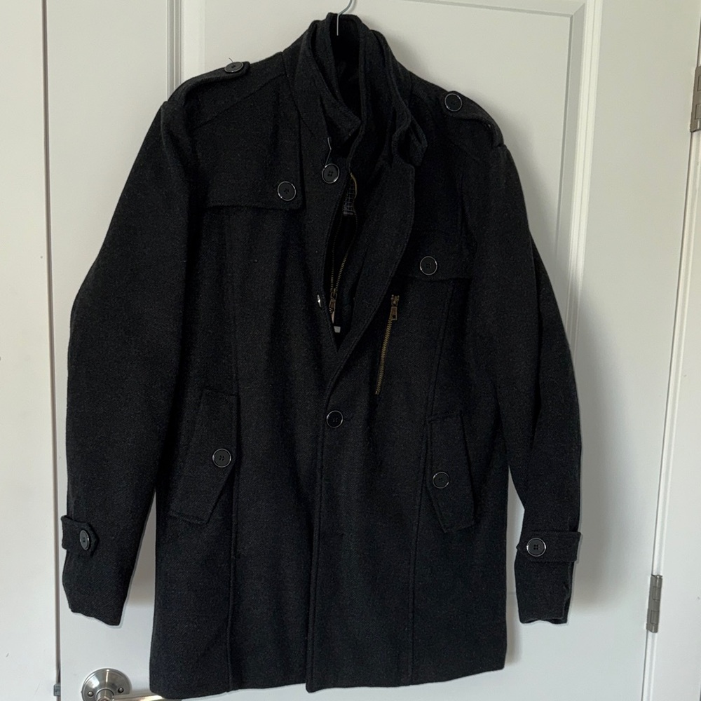 Men's Black Wool Coat